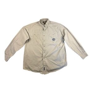 Harley-Davidson Men's XXXL‎ Beige Button Up Cotton Long Sleeve